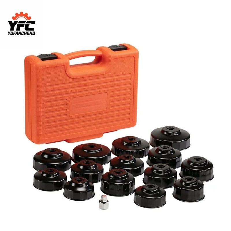 YFC 15-piece cap oil filter wrench set